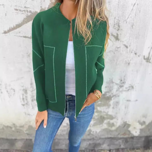 Durable Graceful Fashion Zipper Solid Color Jackets