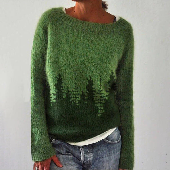 Women's Round Neck Multicolor Loose Fashion Pullover Sweaters