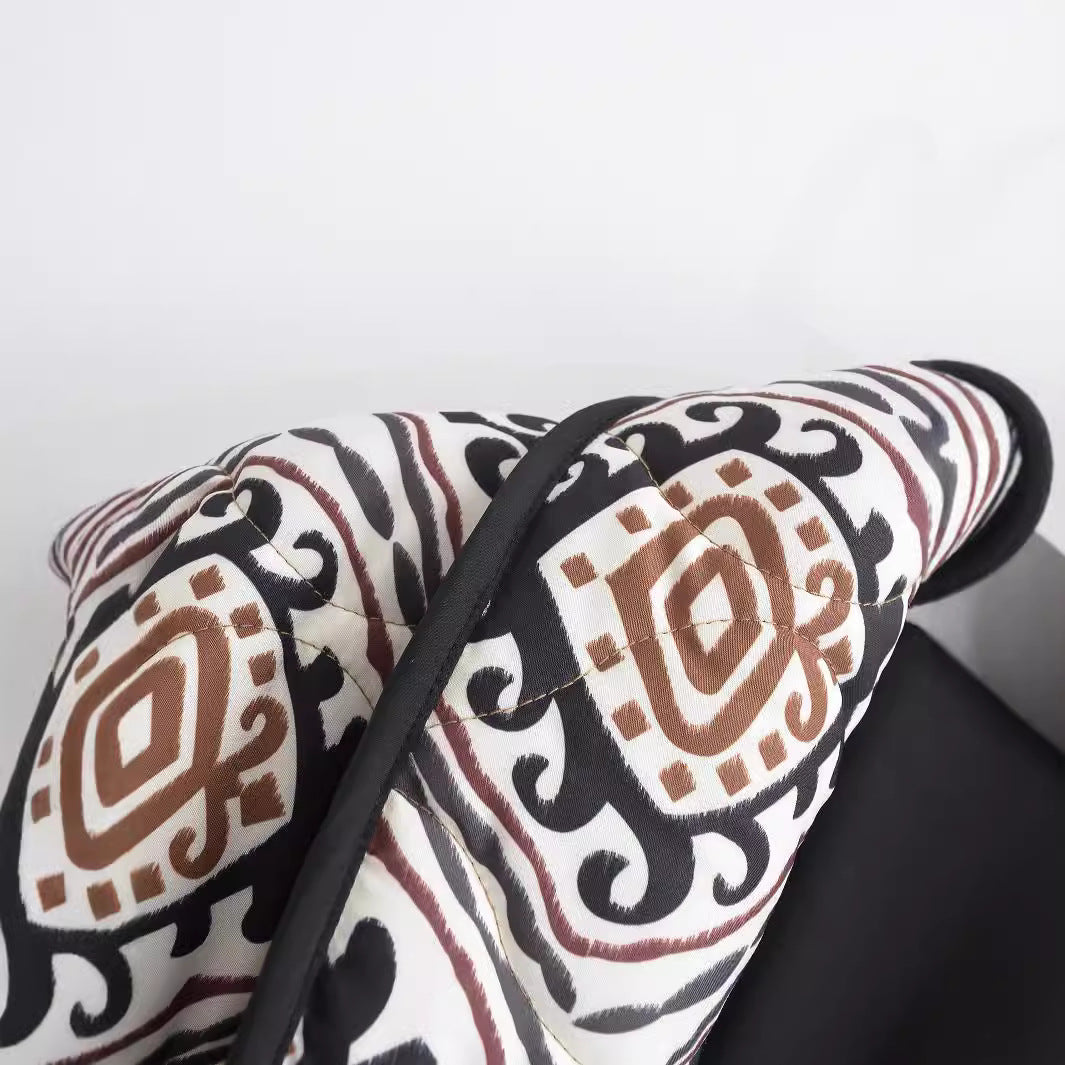 Women's Fashion Printed Fake Two-piece Contrast Color Coats