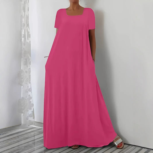 Dress Casual Loose Sleeves Solid Color Dresses