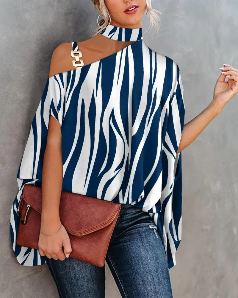 Women's Loose Wear Printed Halter Temperament Elegant Blouses
