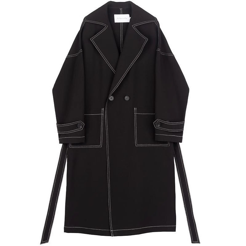 Women's & Men's & Textured College Style Long Lovers Trench Over The Coats