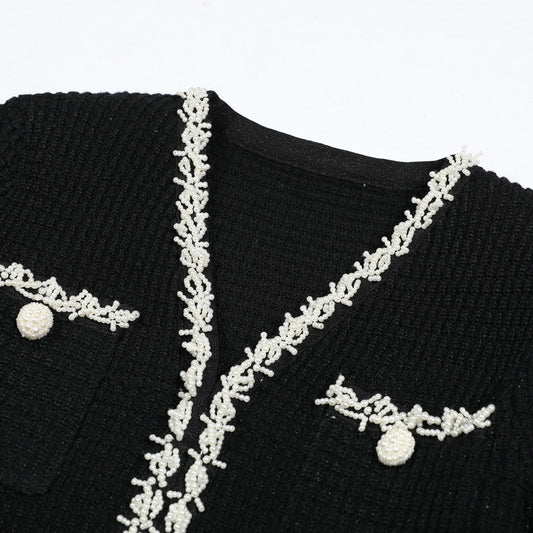 Knitted Slim Fit Slimming Bead Long Dresses