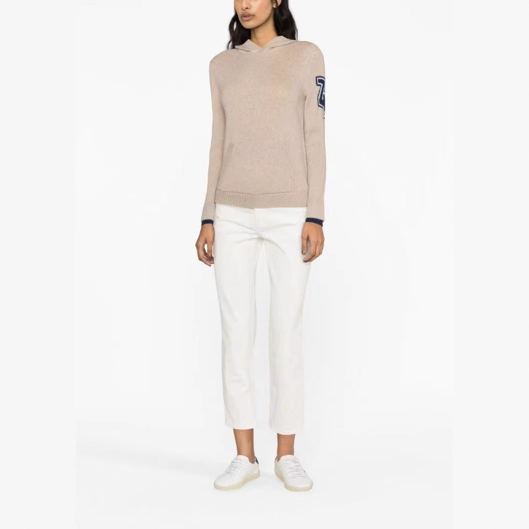 Women's Winter French Niche Sleeves Letter Jacquard Sweaters