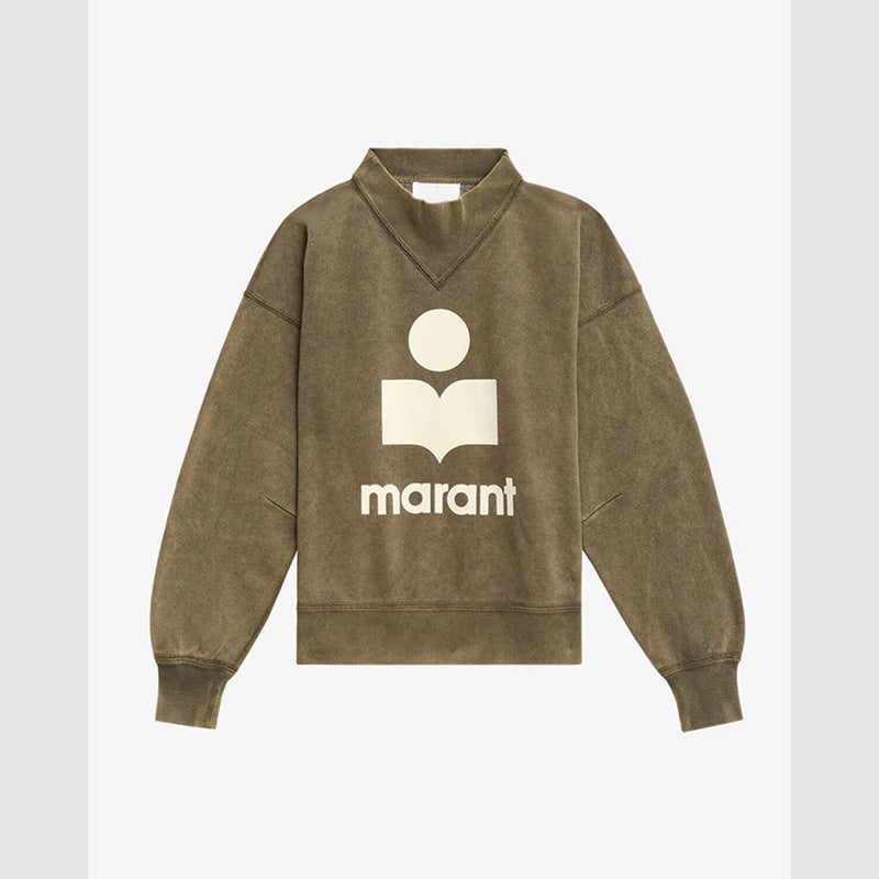 Women's Niche Flocking Stand Collar Dyed Washed Sweaters