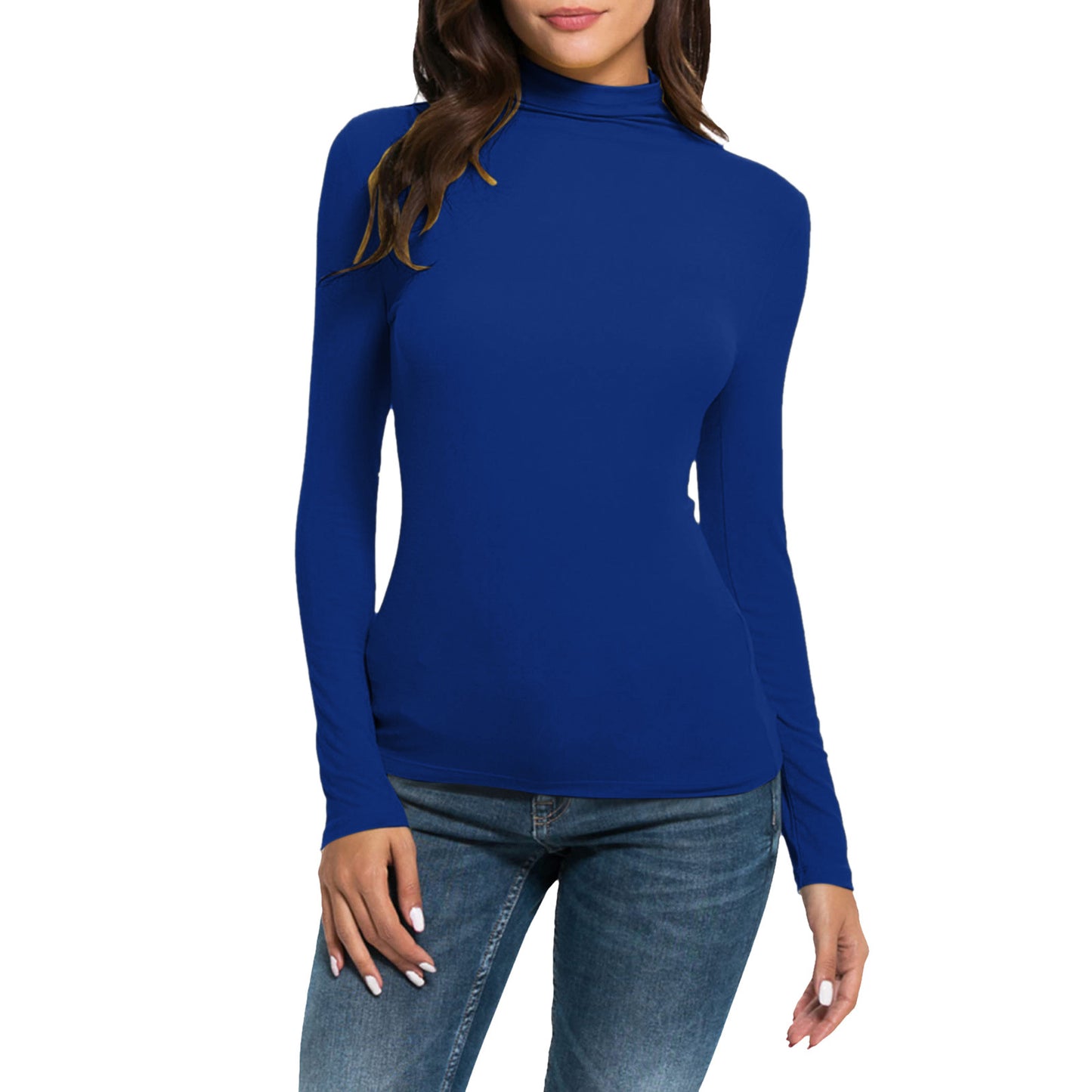 Women's Long-sleeved Turtleneck Pure Color Half Collar Blouses