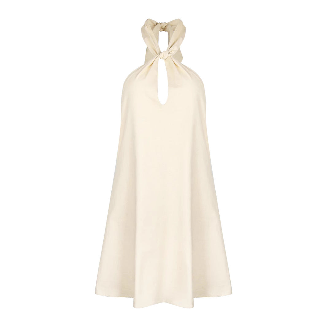 Sexy Vacation Wear Linen Loose Backless Chest Dresses