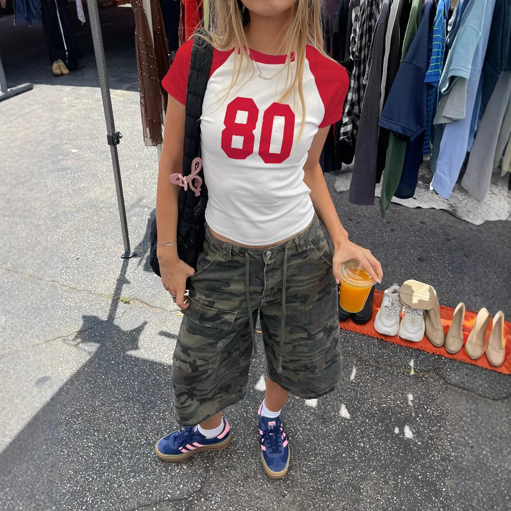 Street Style Digital Printed Short-sleeved T-shirt Blouses