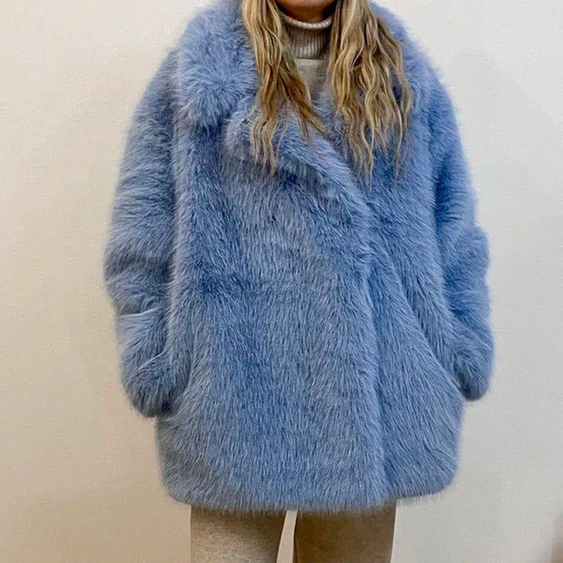 Women's Fur Casual Loose Fox Collar Environmental Coats