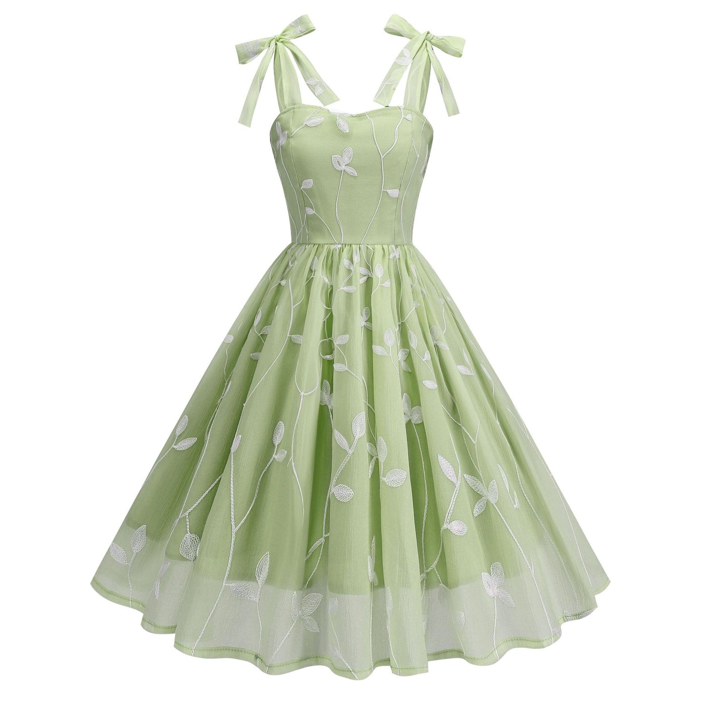 Embroidered Dress With Suspenders Cocktail Vintage Dresses