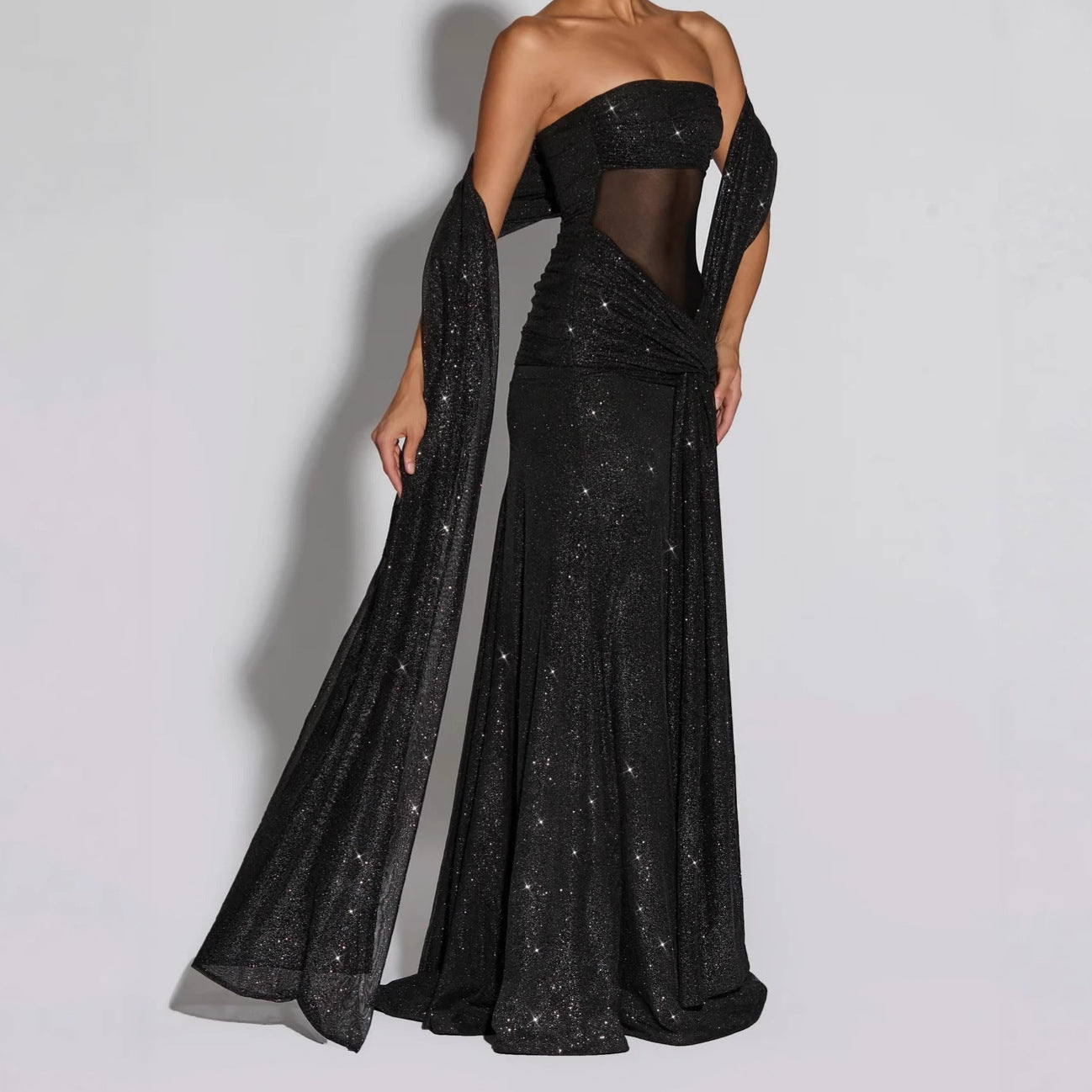 Women's Elegant Fashion Irregular Sequined Tube Ribbon Dresses