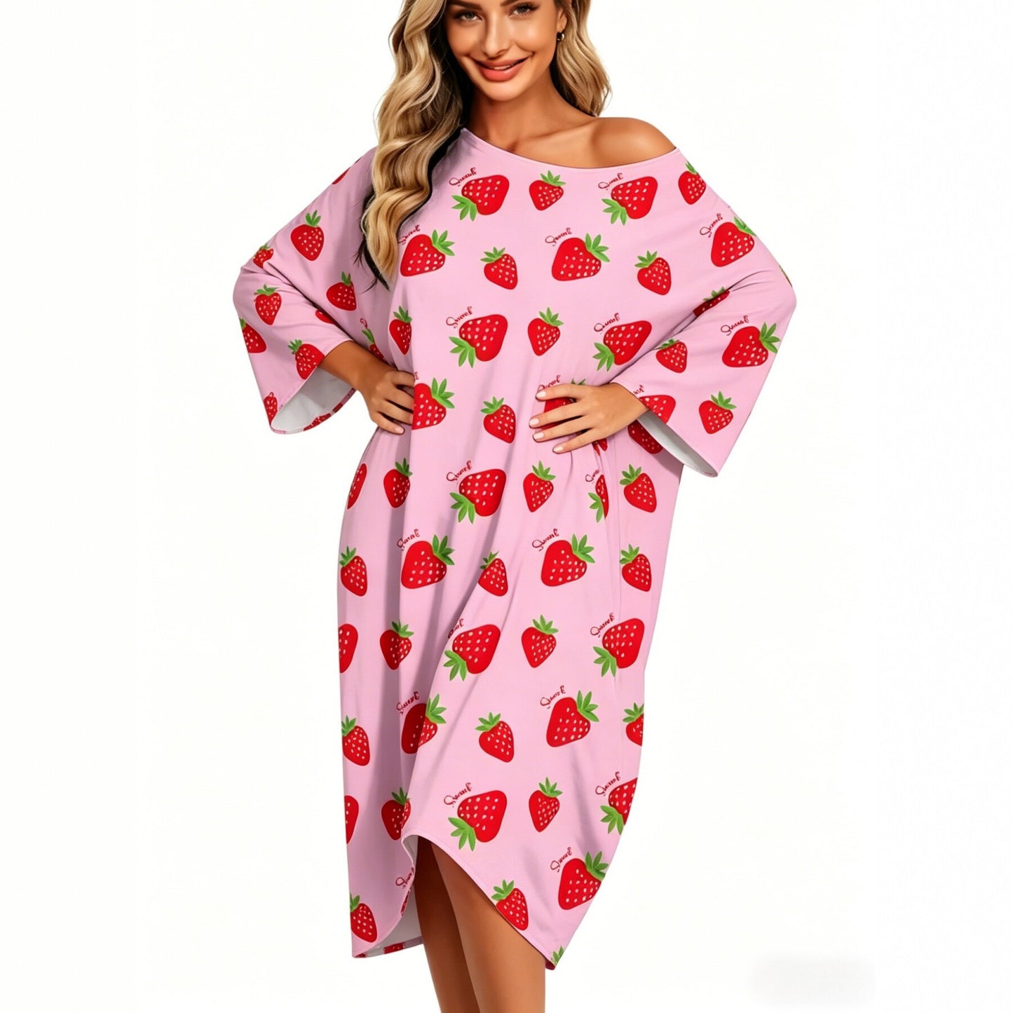 Classic Women's Printed Casual Nightgown Shawl Dress