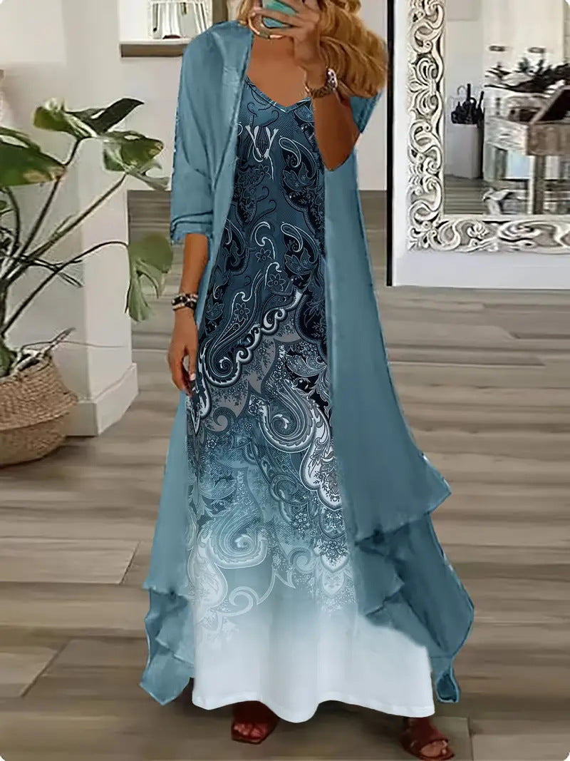 Women's Inner Dress Two-piece Chiffon Printed Dresses