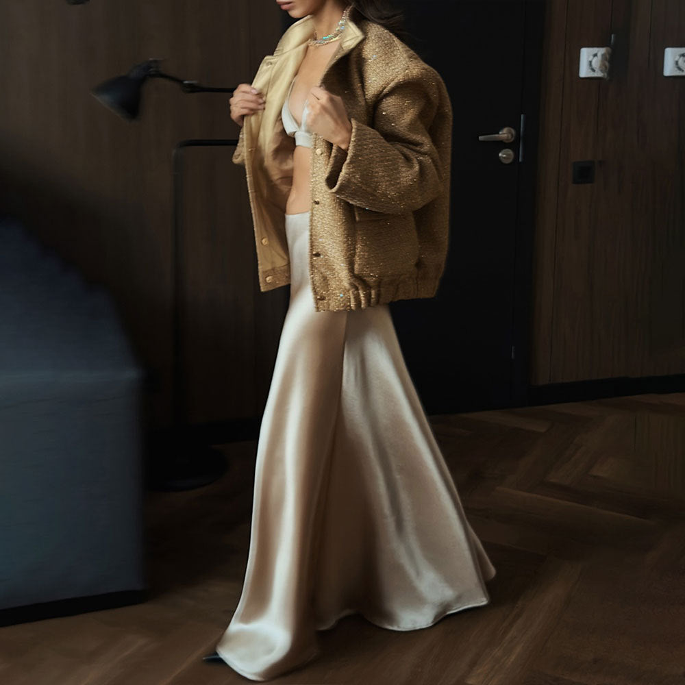 Gold Silk Sequin Female Fashionable Sequins Jackets