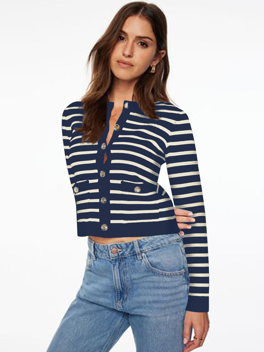 Women's Charming Elegant High-grade Button Striped Coats