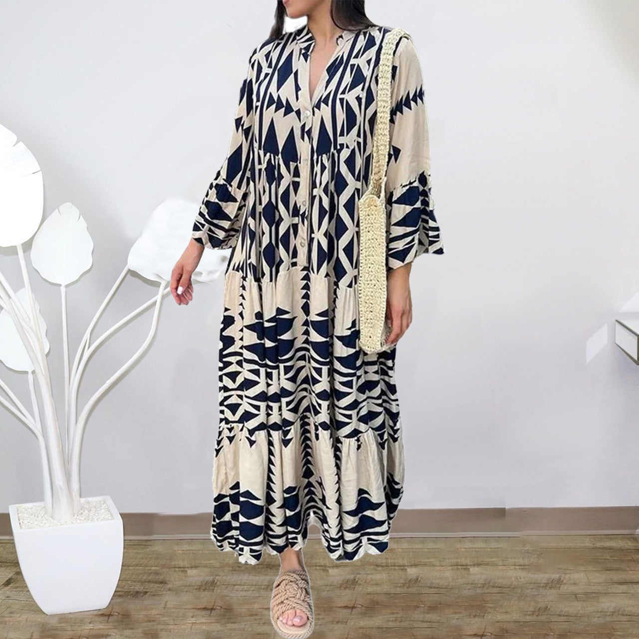 Casual Women's Elegant Printed Shirt Bohemian Plus Size