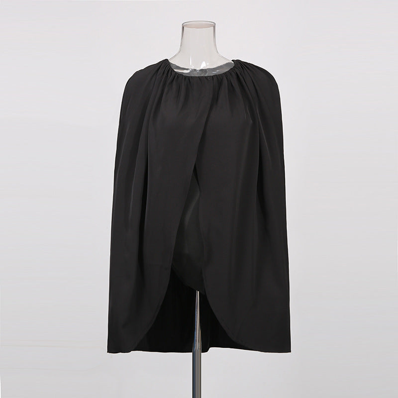 Women's Temperament Pure Color Irregular Autumn High-grade Shawl Slim Jumpsuits