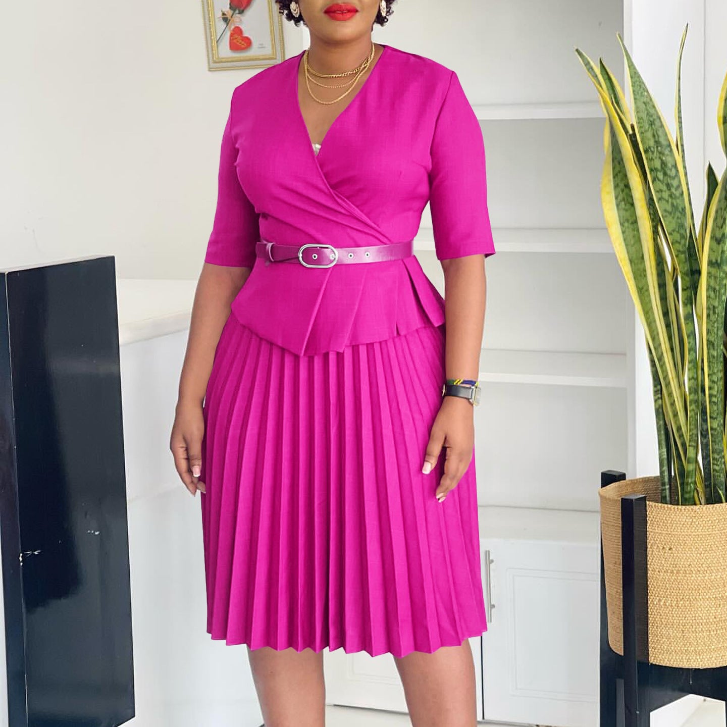 Women's Fashion Temperament Ol Pleated African Plus Size