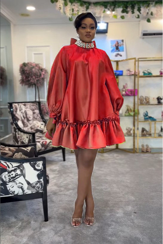 Women's Casual Pearl Butterfly Collage Solid Color Dresses