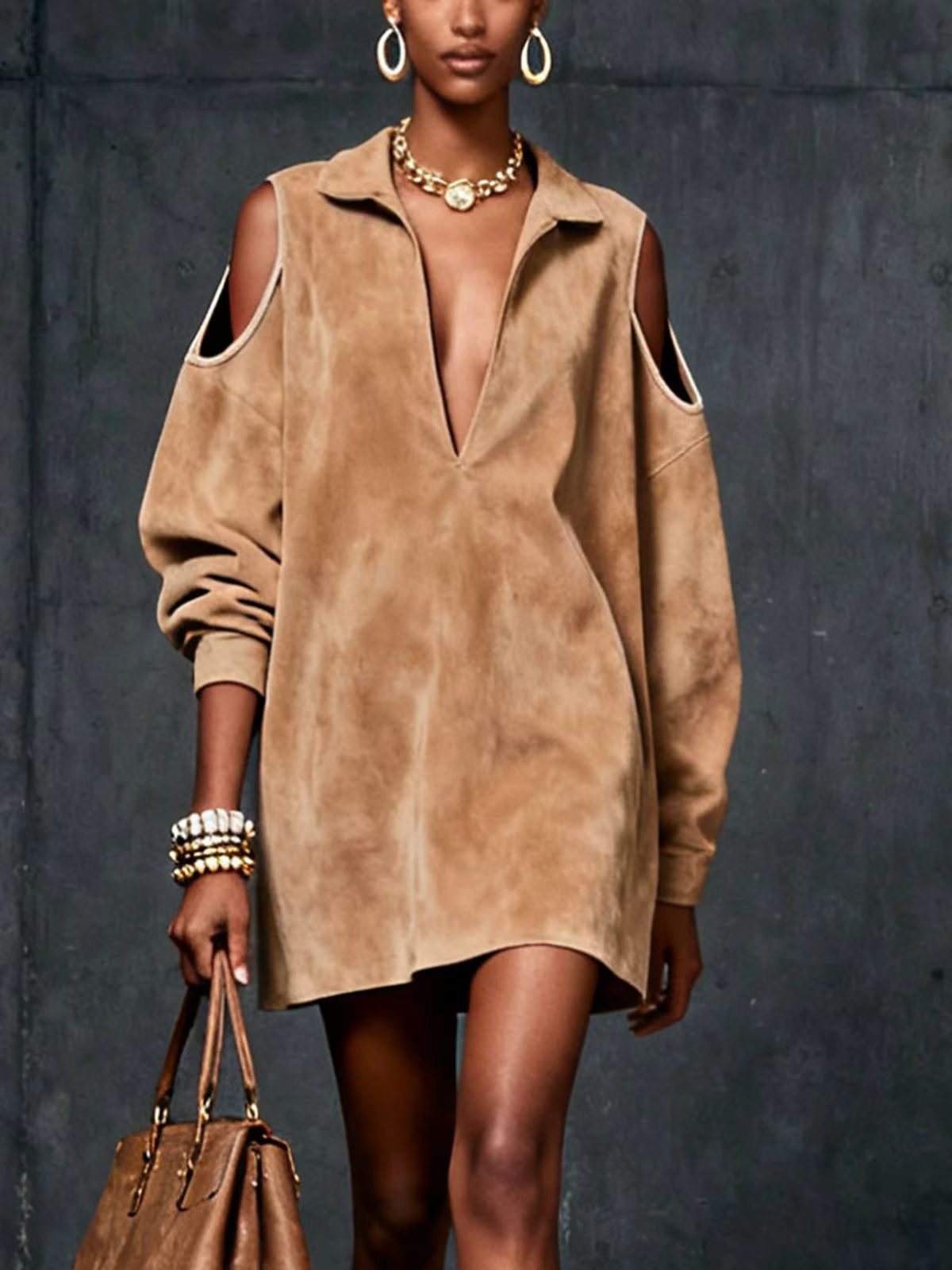 Women's Long Sleeve Casual Loose-fitting Mid-length Dress Dresses