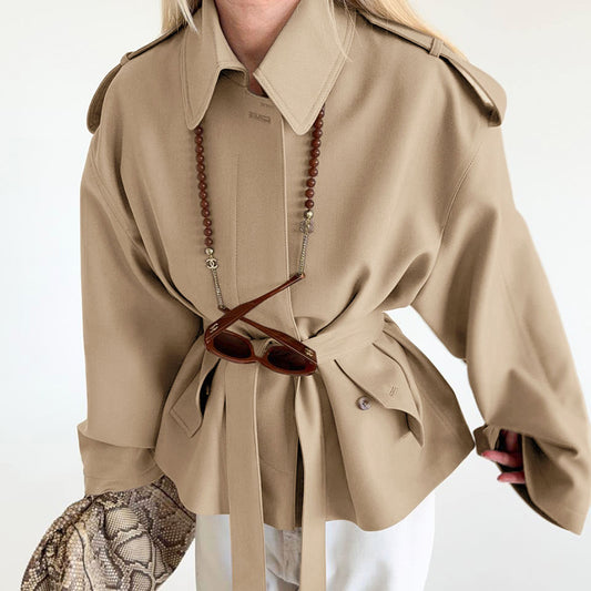 Brushed Veet Long Sleeve Trench Design Coats