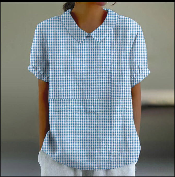 Women's Summer Loose Print Crew Neck Casual Blouses