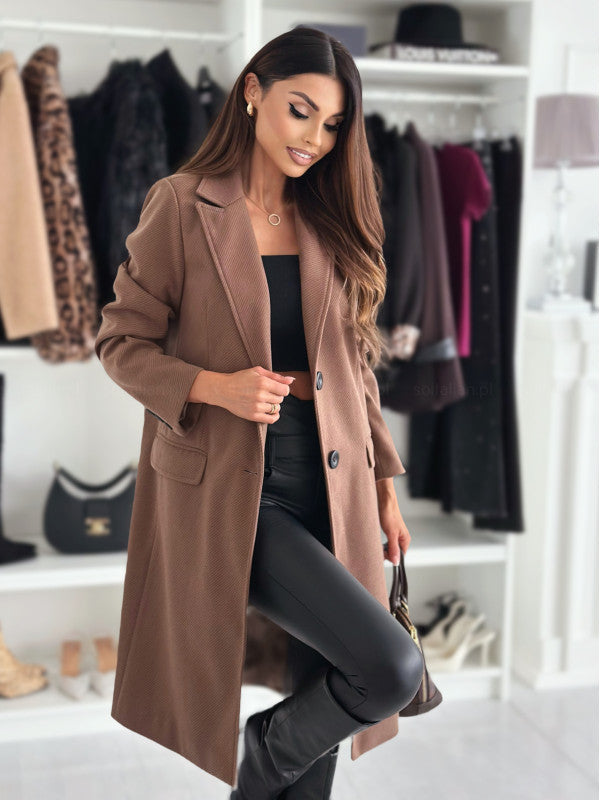 Women's Minimalist Long Sleeve Solid Color Breasted Coats