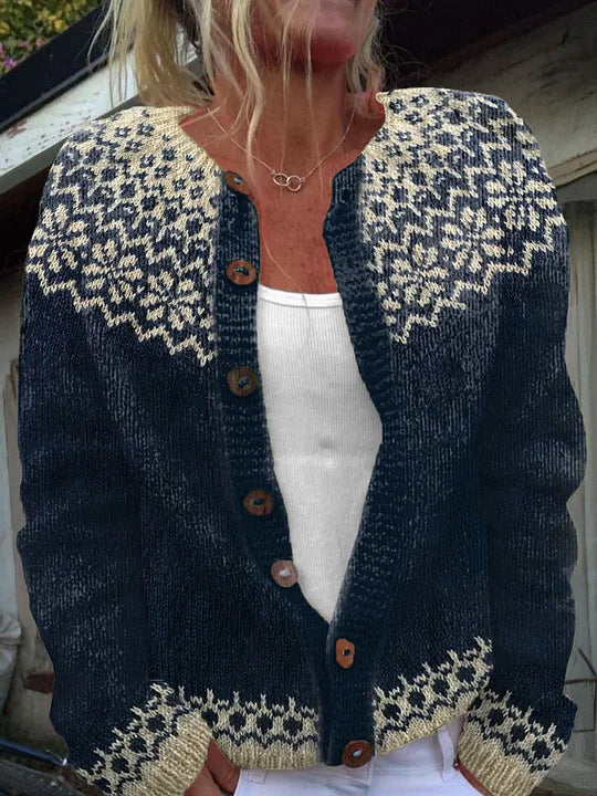 Winter Single-breasted Nordic Totem Warm Button Sweaters