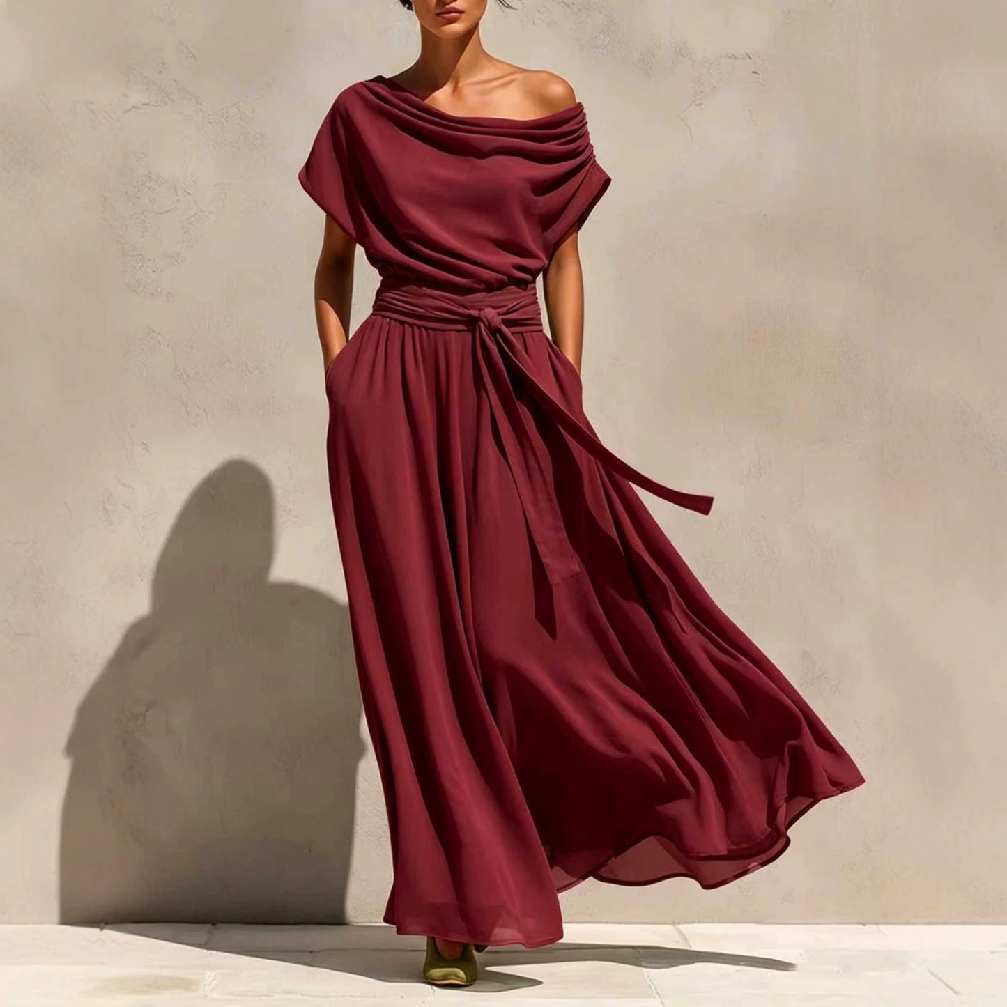 Women's Solid Color Waist Tight Slimming Boat Clothing