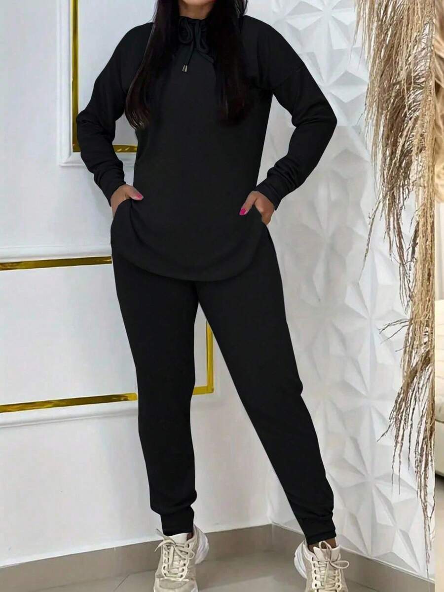 Women's Casual Sports Hooded Trousers Two-piece Suits