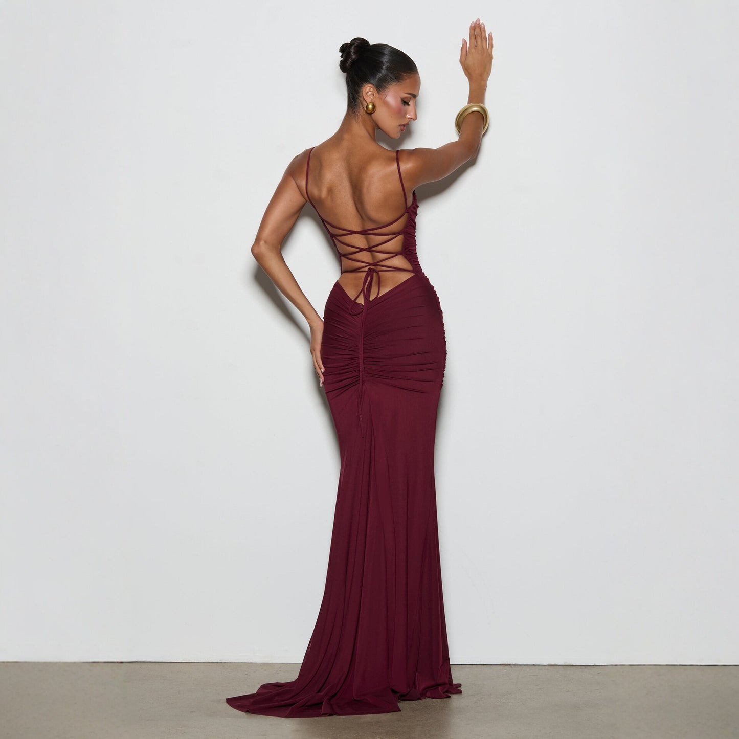 Women's Summer Solid Color Sleeveless Backless Lace Up Sexy Dress