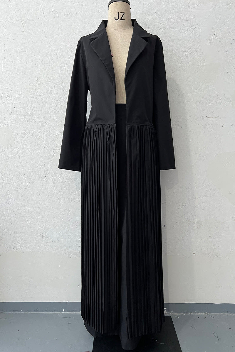 Designer Model Simple Elegant Folding Mid-length Coats