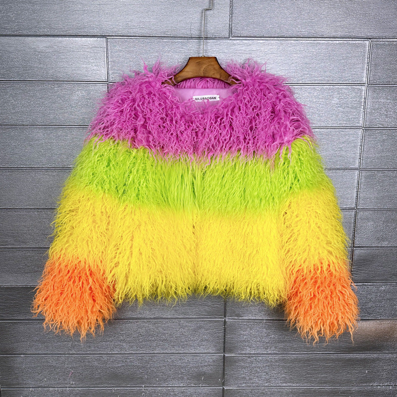 Pink Green Yellow Orange Contrast Color Coats