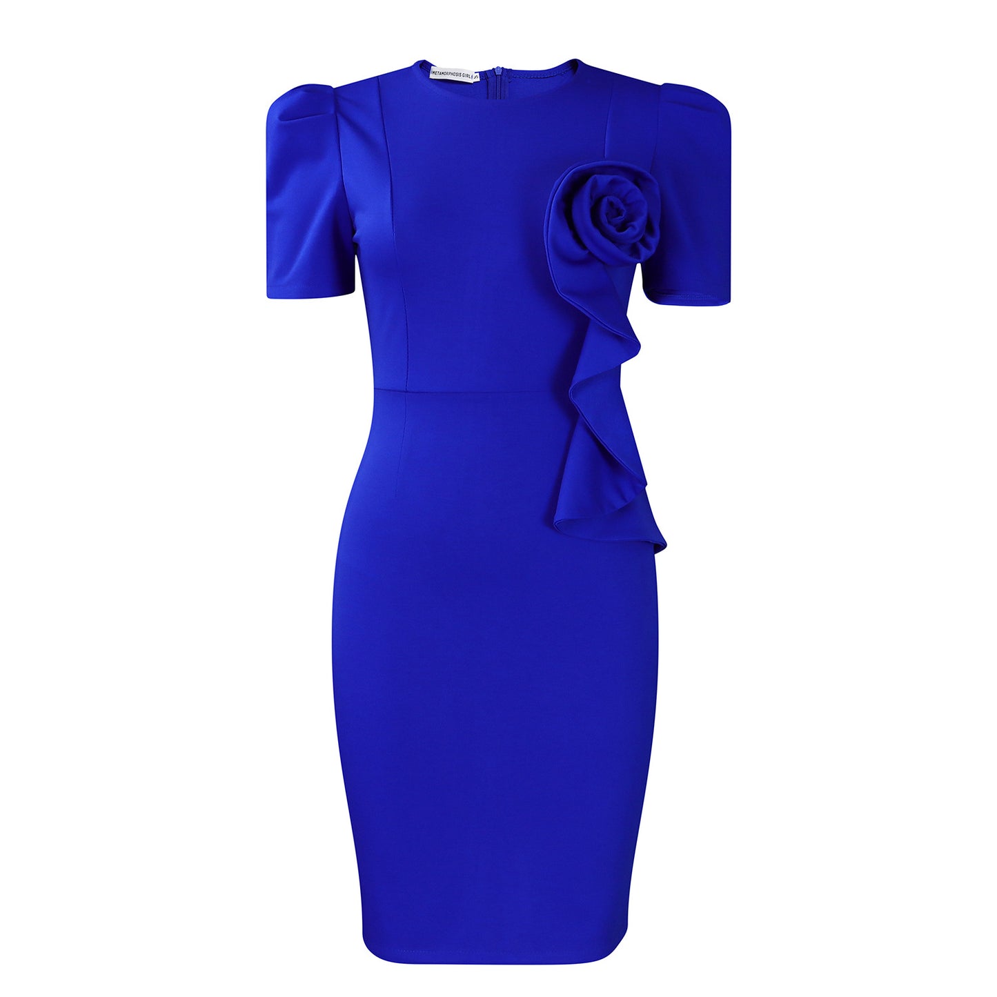 Women's Fashion Elegant Sheath Ol Ruffles Solid Color Sleeve Dress
