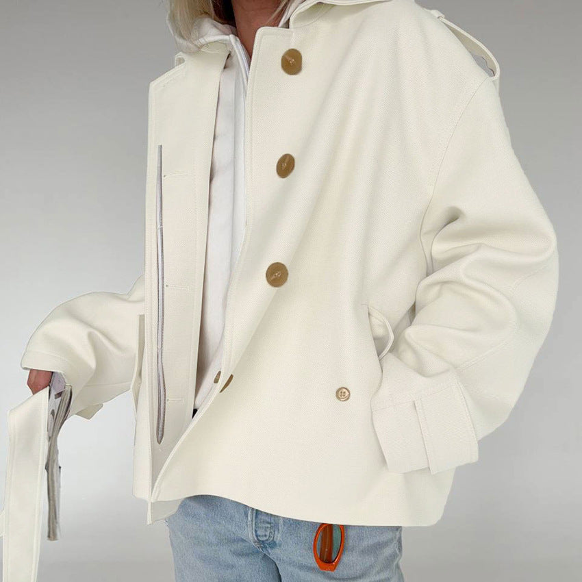 Brushed Veet Long Sleeve Trench Design Coats