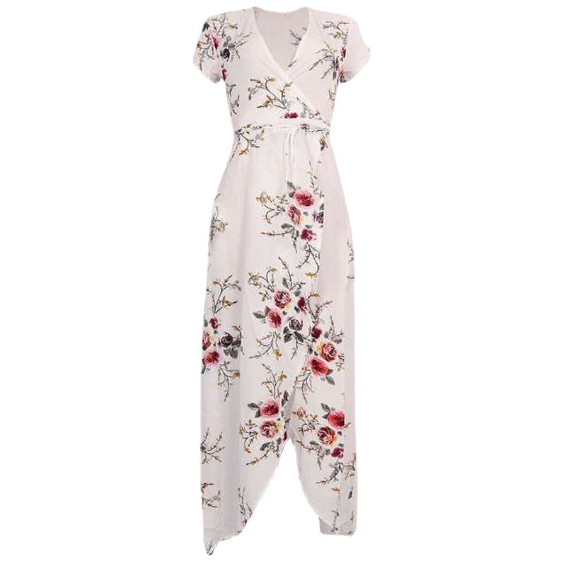Bohemian Printed Bubble Chiffon Maxi Seaside Beach Dress