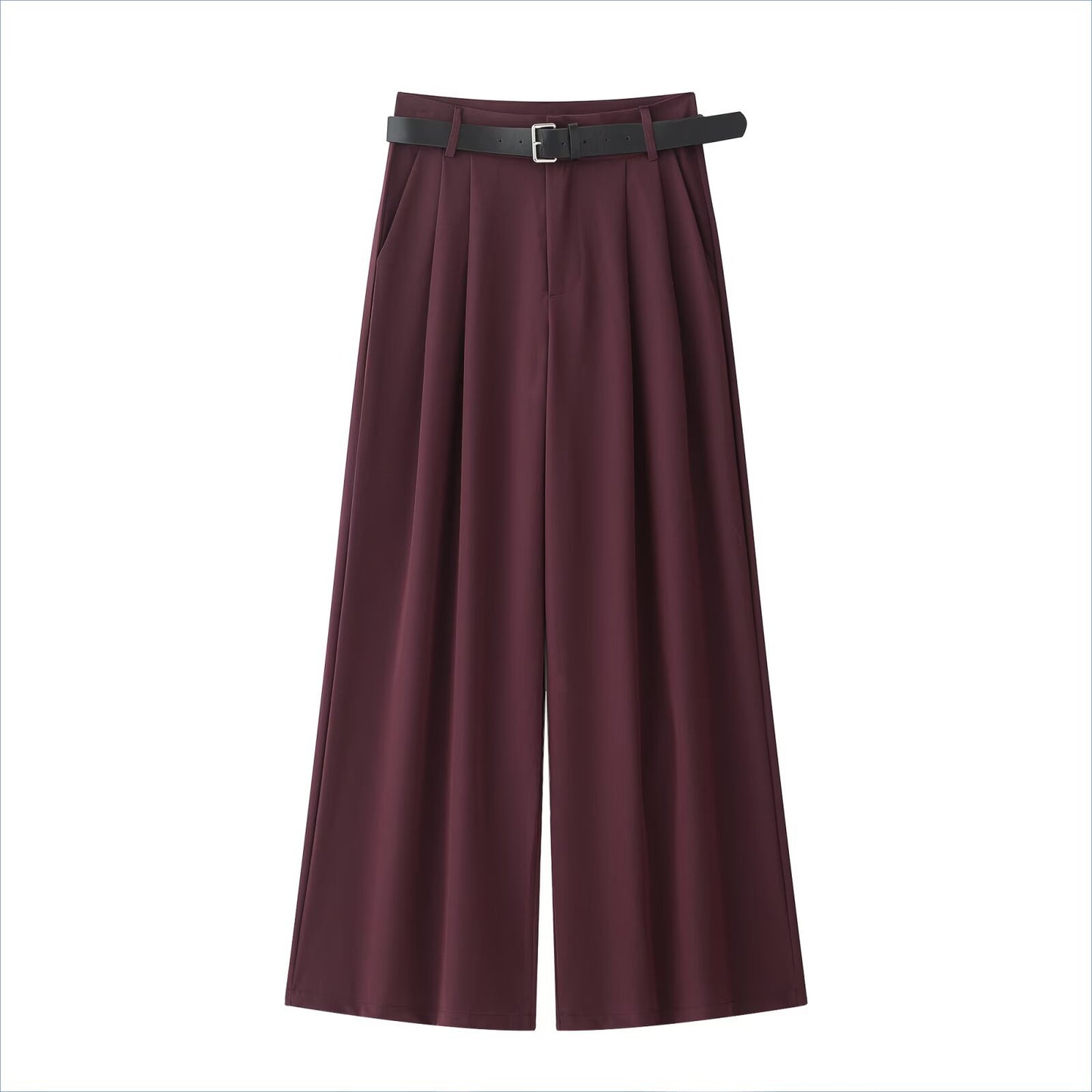 Women's Waist Matching Belt Pairs Of Pleated Pants