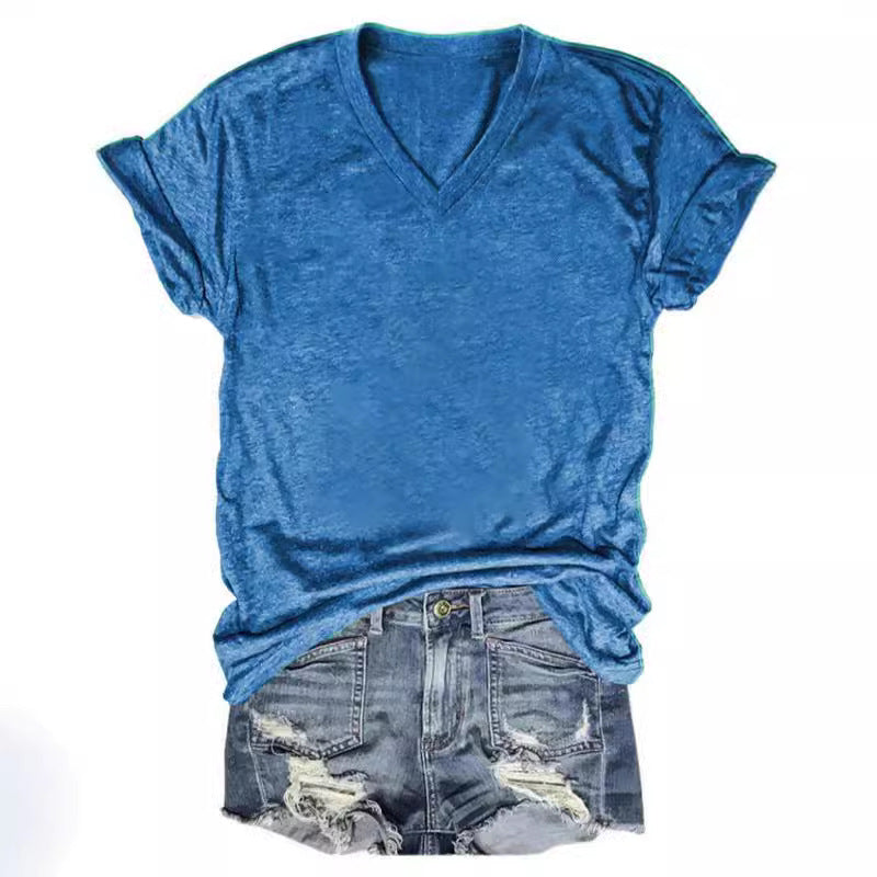 Women's Casual Loose Pullover Short-sleeved T-shirt Printed Blouses