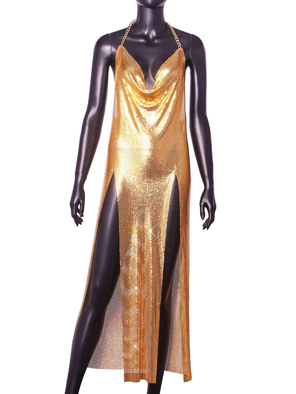 Sexy Halter Spaghetti Straps Backless Metal Dresses