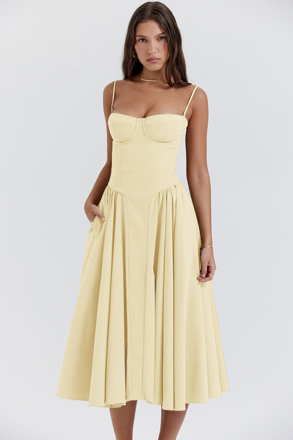 Women's Fashion Summer Sling Cinched Swing Dress Dresses