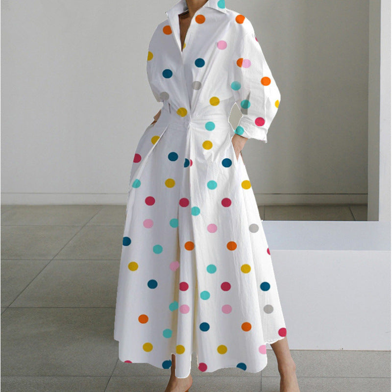 Commuting Fashion Collar Lining Sleeve Loose Dresses