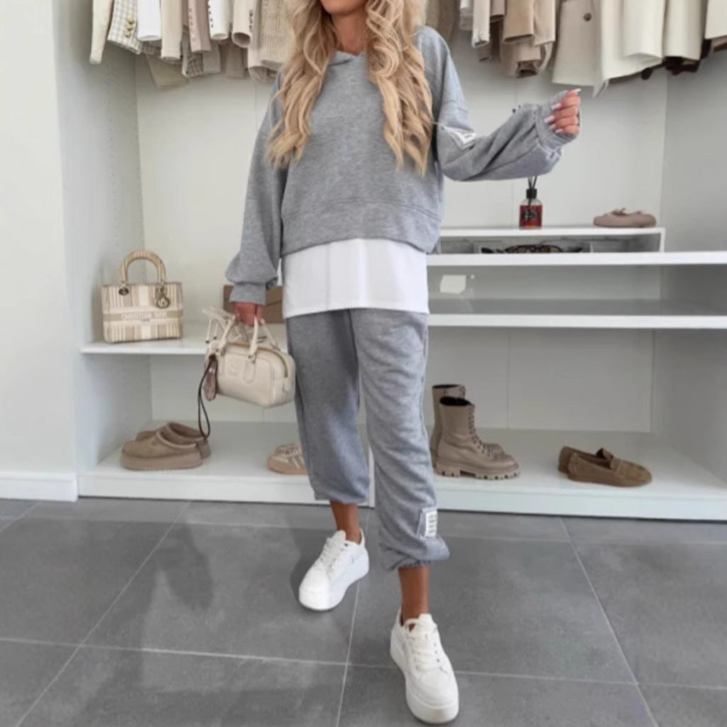 Women's Hooded Fashion Solid Color Casual Sports Suits