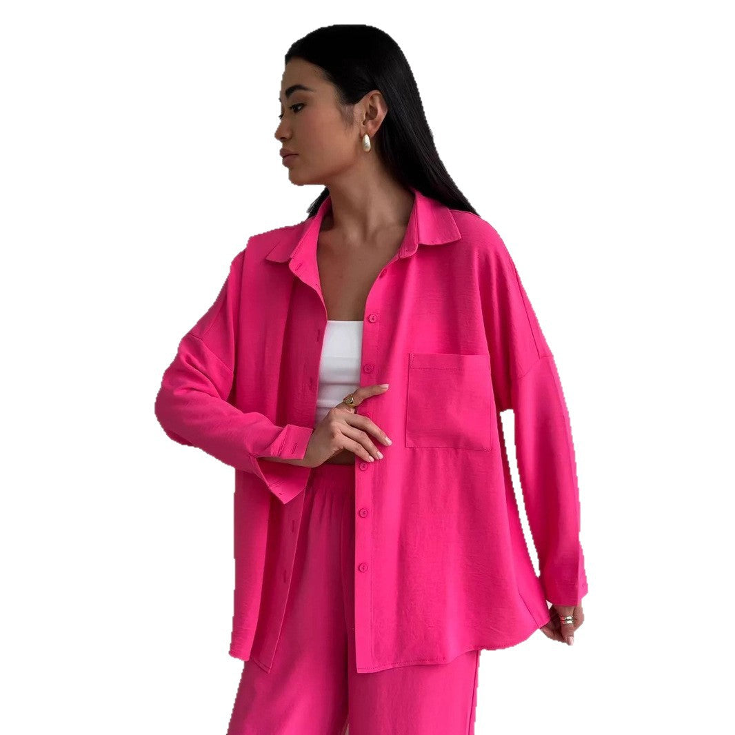 Unique Women's Solid Color Pocket Trousers Fashion Casual Suit