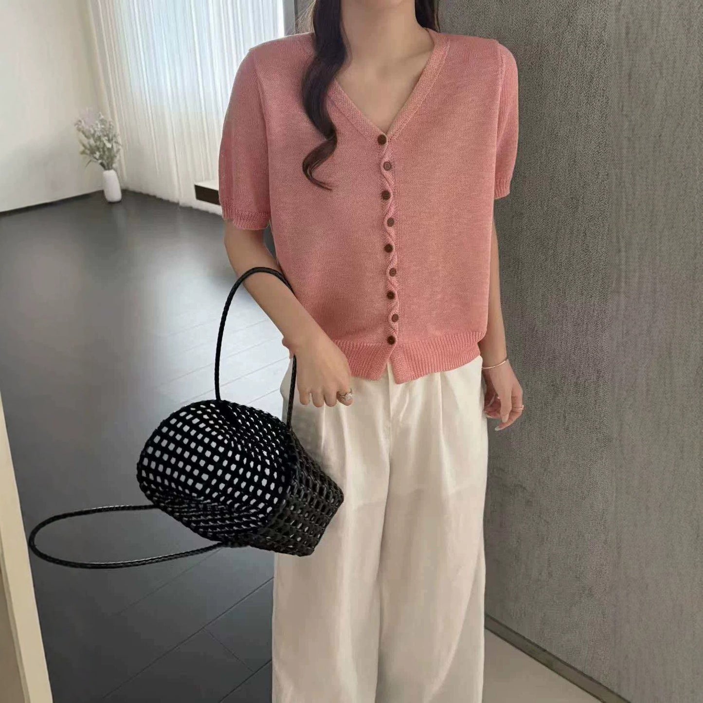 Women's Buttons Sleeve Summer Fresh Casual T-shirt Women's Sweater