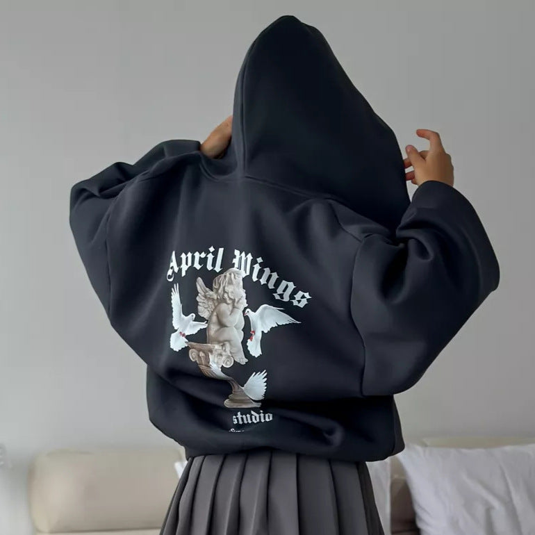 Women's Loose Personality Trendy Hot Casual Angel Print Sweaters