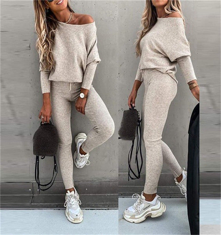 Women's Solid Color Lace Up Sports Trousers Suits