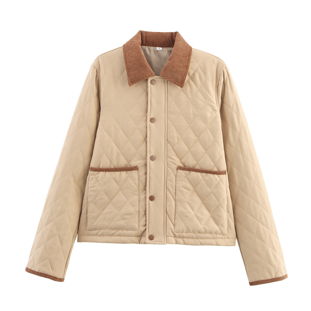 Women's Fashion Corduroy Collar Contrast Color Cotton Jackets