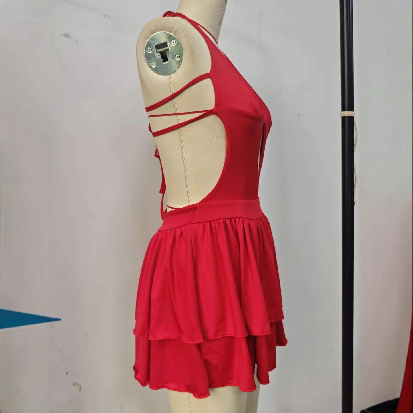 Summer Sexy Backless Lace Up Halter Dress