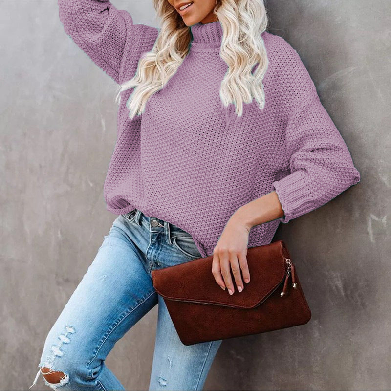 Women's Turtleneck Knitting Long Sleeve Hemming Women's Sweater