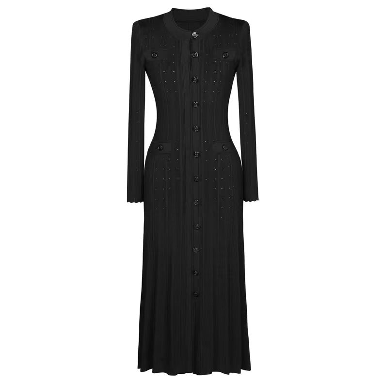 Dress Sleeve Single-breasted Elegant Floor Slim Dresses